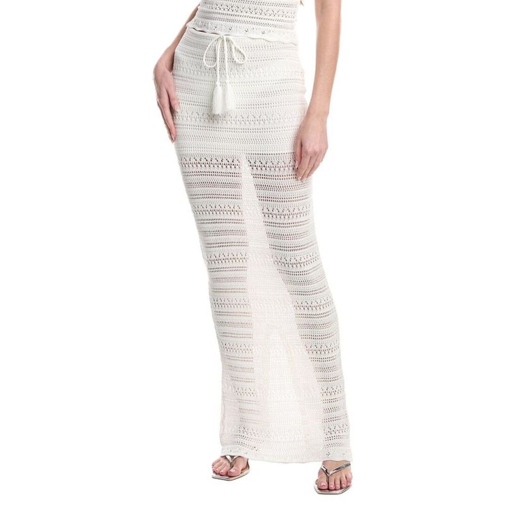 Pq Swim Womens Crochet Long Skirt, White